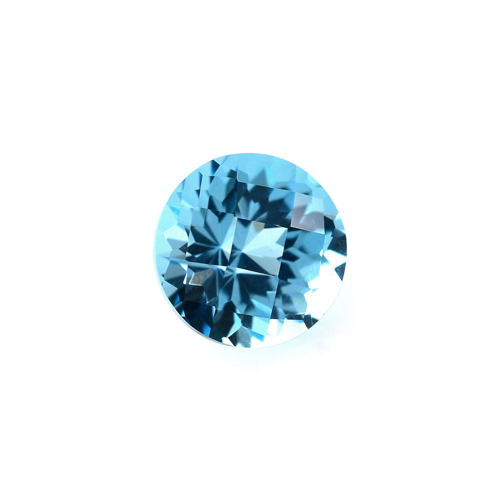 SWISS BLUE TOPAZ CHECKER CUT ROUND (BLUE/CLEAN) 6.00MM 1.20 Cts.