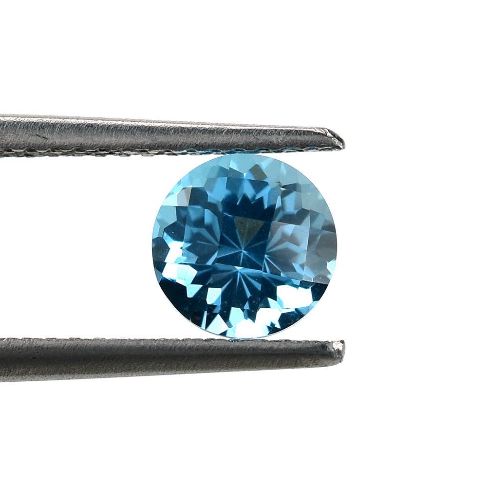 SWISS BLUE TOPAZ CHECKER CUT ROUND (BLUE/CLEAN) 6.00MM 1.20 Cts.