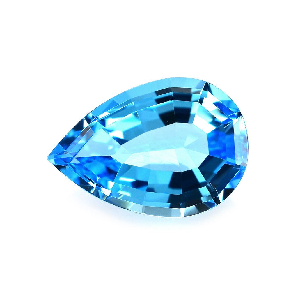 SWISS BLUE TOPAZ STEP CUT PEAR (MEDIUM/CLEAN) 12X8MM 3.75 Cts.