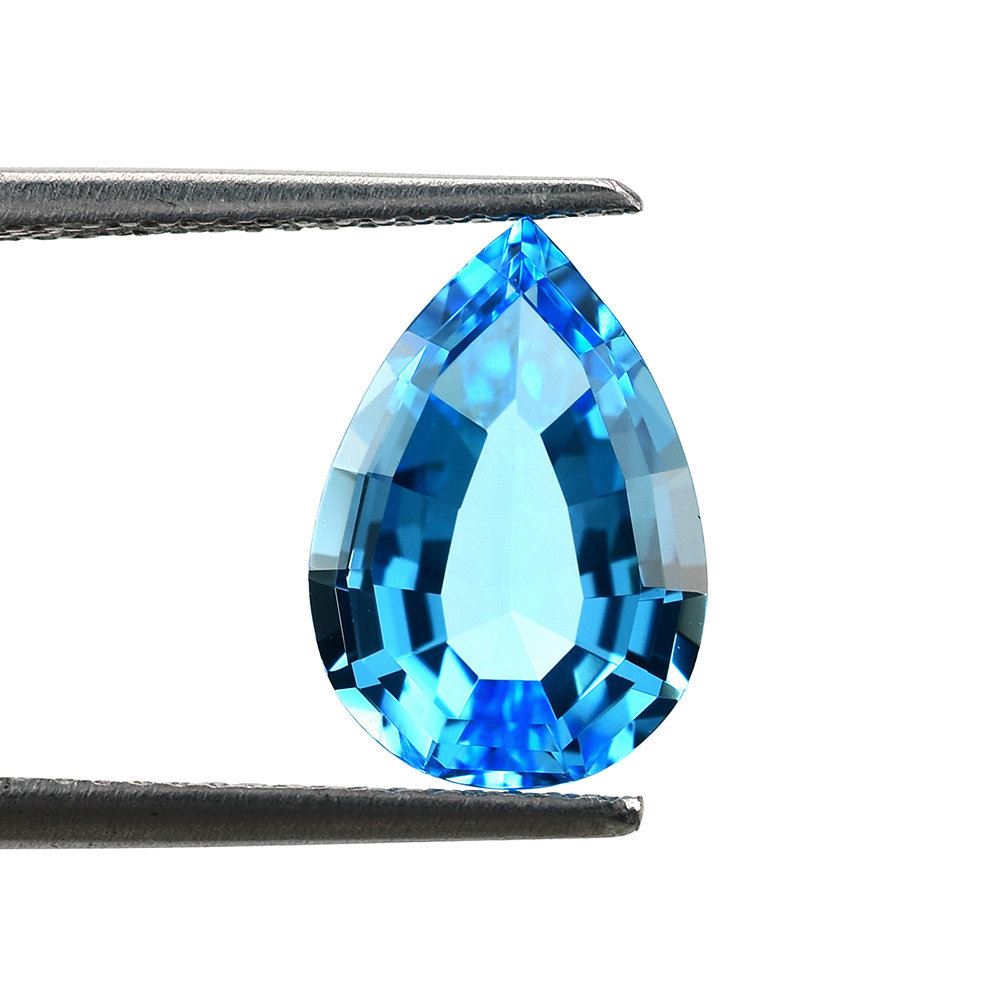 SWISS BLUE TOPAZ STEP CUT PEAR (MEDIUM/CLEAN) 12X8MM 3.75 Cts.