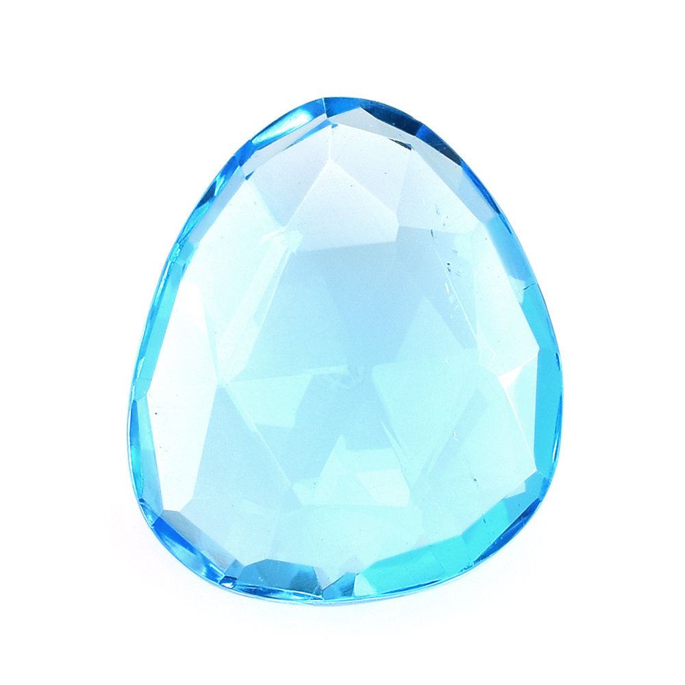 SWISS BLUE TOPAZ ROSE CUT BRIOLETTE TRILLIANISH (BLUE/CLEAN) 13X11MM 5.58 Cts.