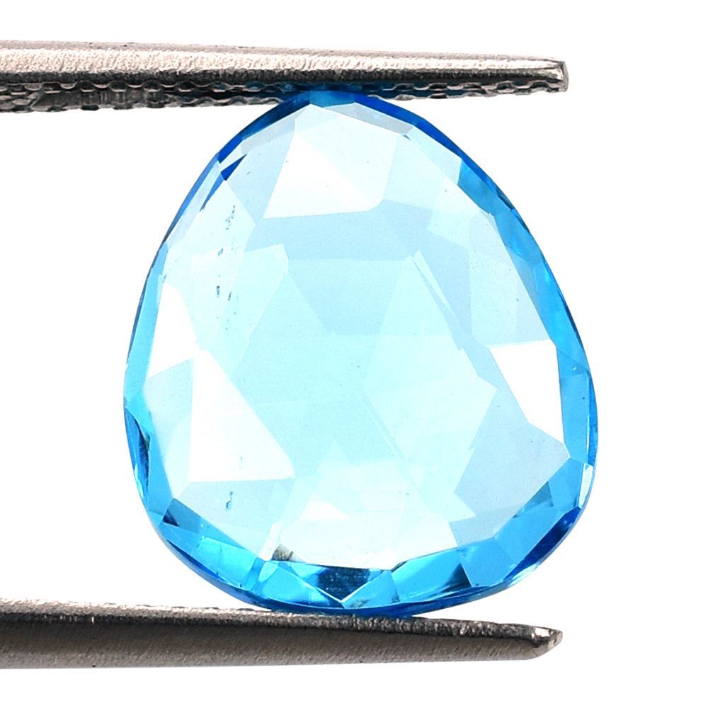 SWISS BLUE TOPAZ ROSE CUT BRIOLETTE TRILLIANISH (BLUE/CLEAN) 13X11MM 5.58 Cts.