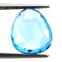 SWISS BLUE TOPAZ ROSE CUT BRIOLETTE TRILLIANISH (BLUE/CLEAN) 13X11MM 5.58 Cts.