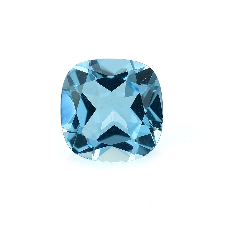 SWISS BLUE TOPAZ CUT CUSHION (BABY SWISS) (CLEAN) 10.00X10.00 MM 4.79 Cts.