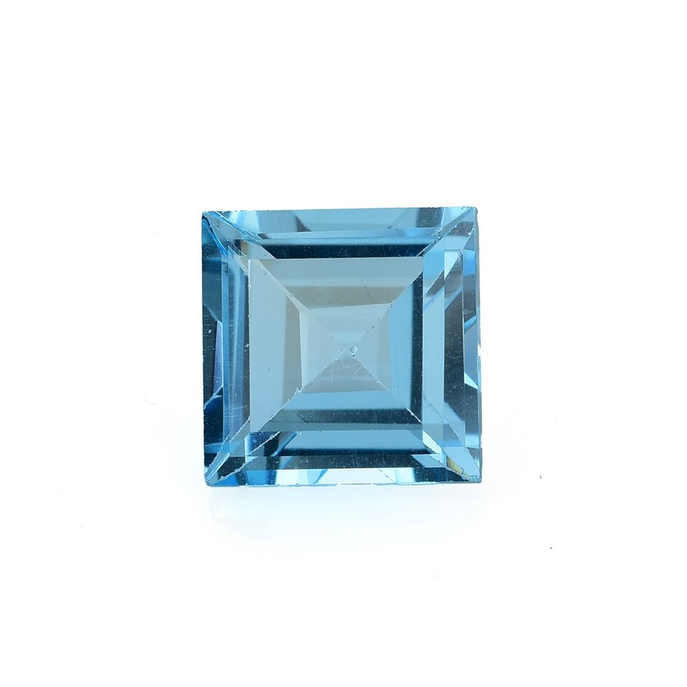 SWISS BLUE TOPAZ STEP CUT SQUARE (BABY SWISS) (CLEAN) 10.00X10.00 MM 5.83 Cts.