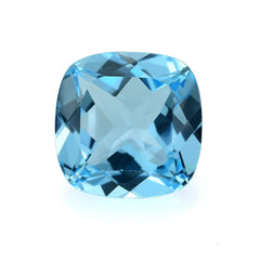 SWISS BLUE TOPAZ CUT CUSHION (BABY SWISS) (CLEAN) 12.00X12.00 MM 8.12 Cts.