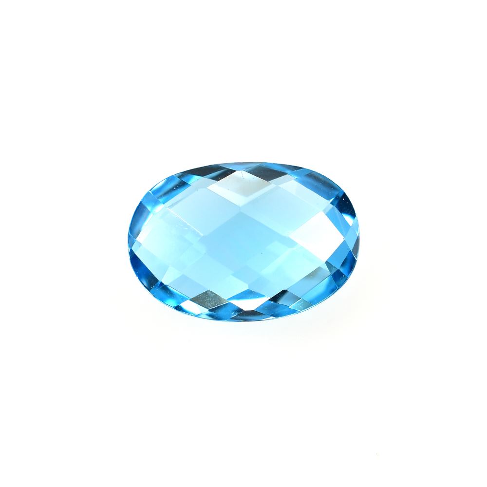 SWISS BLUE TOPAZ CHECKER CUT BRIOLETTE CUSHION (CLEAN) 9.50X7.00MM 2.20 Cts.