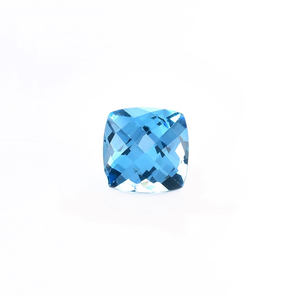 SWISS BLUE TOPAZ CHECKER CUT CUSHION (NORMAL)(CLEAN) 7.00X7.00 MM 1.83 Cts.