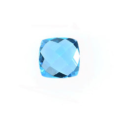 SWISS BLUE TOPAZ CHECKER CUT CUSHION (NORMAL)(CLEAN) 7.00X7.00 MM 1.83 Cts.