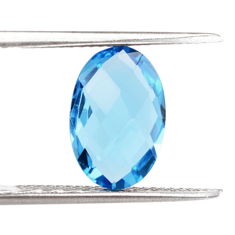 SWISS BLUE TOPAZ BRIOLETTE OVAL 12X8MM 3.33 Cts