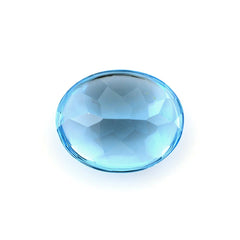 SWISS BLUE TOPAZ BUFFTOP OVAL 10X8MM 3.08 Cts.