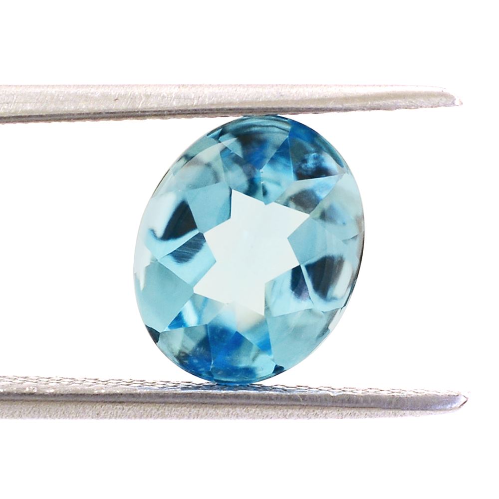 SWISS BLUE TOPAZ BUFFTOP OVAL 10X8MM 3.08 Cts.