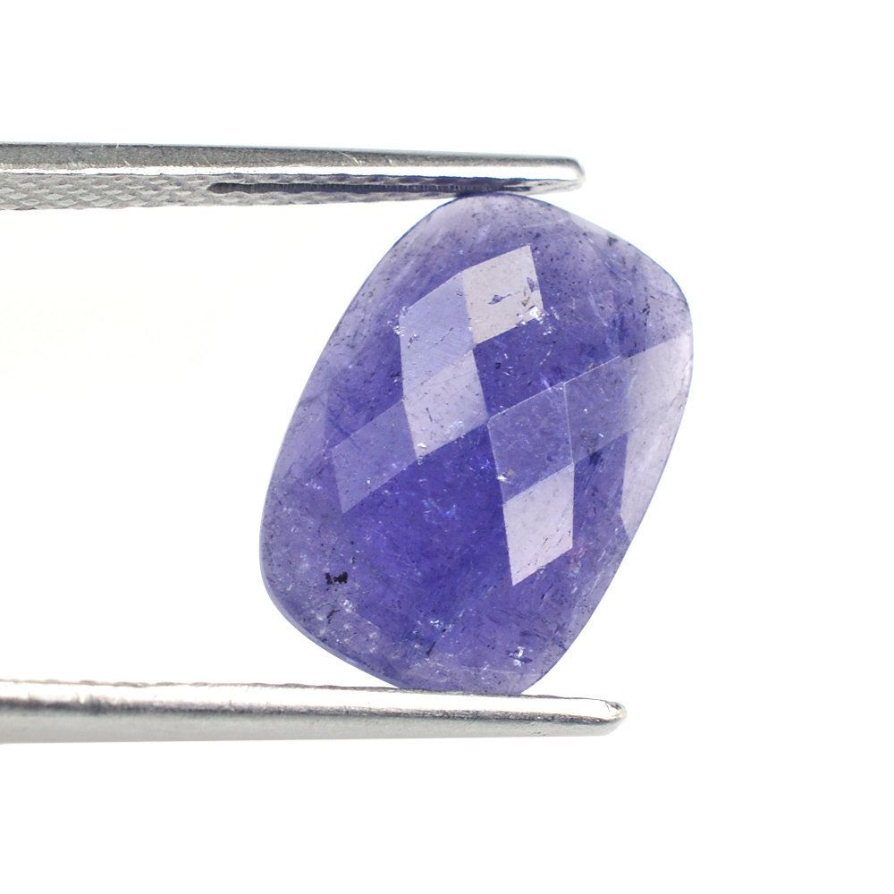 MILKY TANZANITE CHECKER CUT CUSHION CAB 15X10.50MM 5.70 Cts.