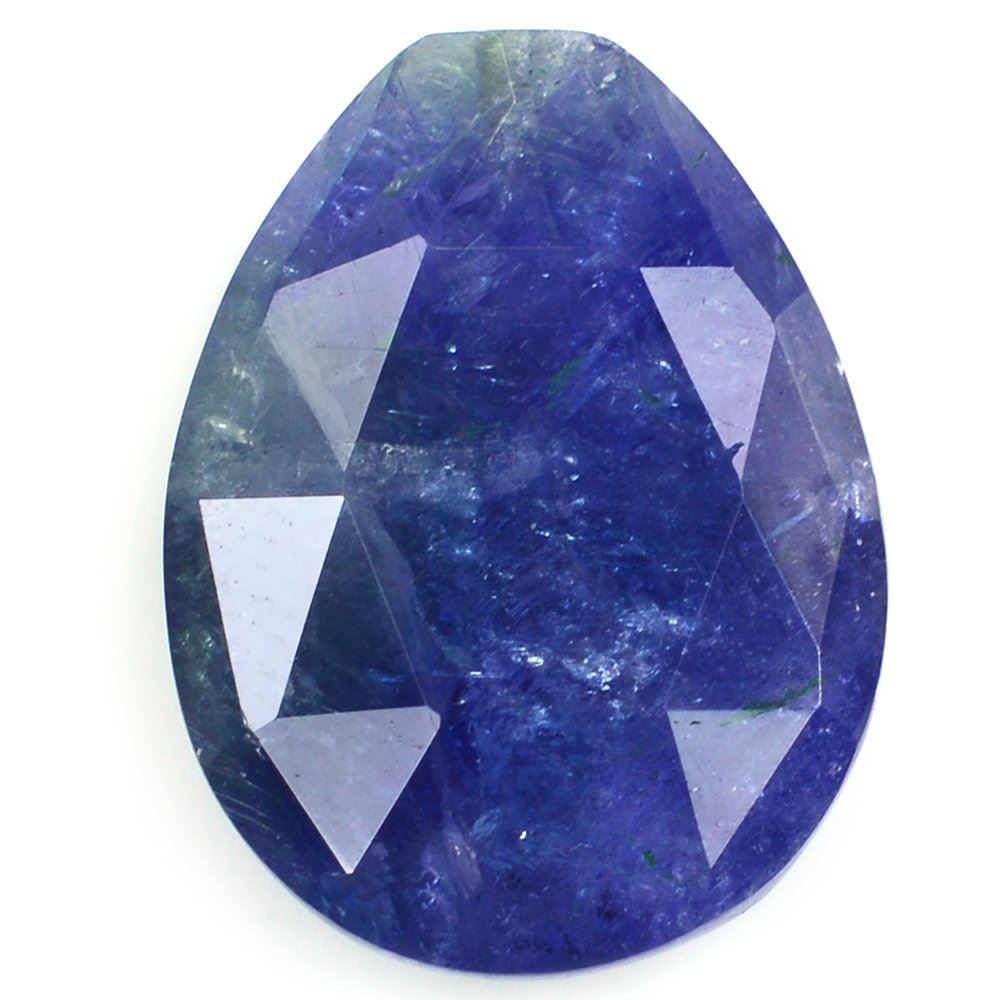 MILKY TANZANITE ROSE CUT BRIOLETTE PEAR (HALF DRILL) 20X15MM 15.94 Cts.