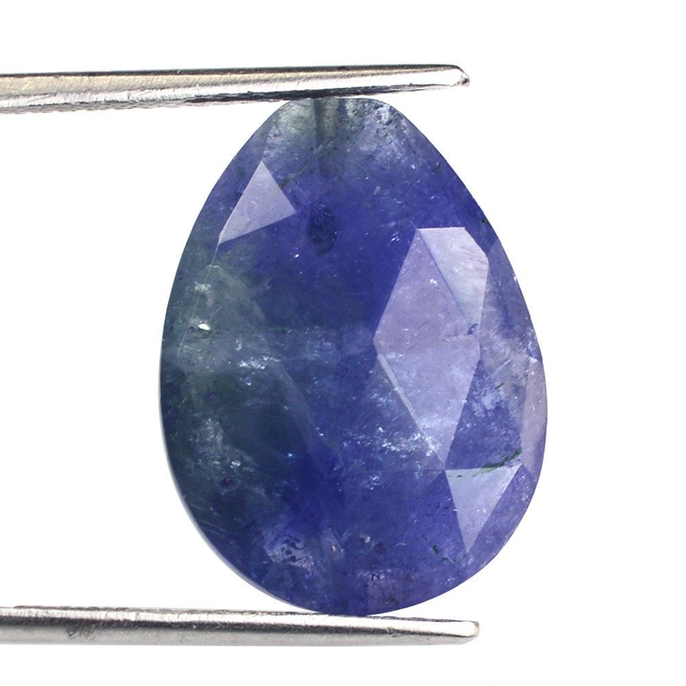 MILKY TANZANITE ROSE CUT BRIOLETTE PEAR (HALF DRILL) 20X15MM 15.94 Cts.