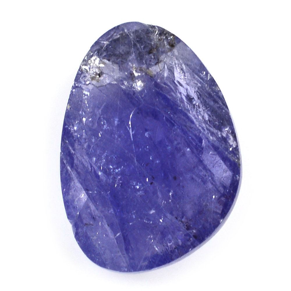 MILKY TANZANITE ROSE CUT IRREGULAR PEARISH CAB 14X10MM 4.73 Cts.