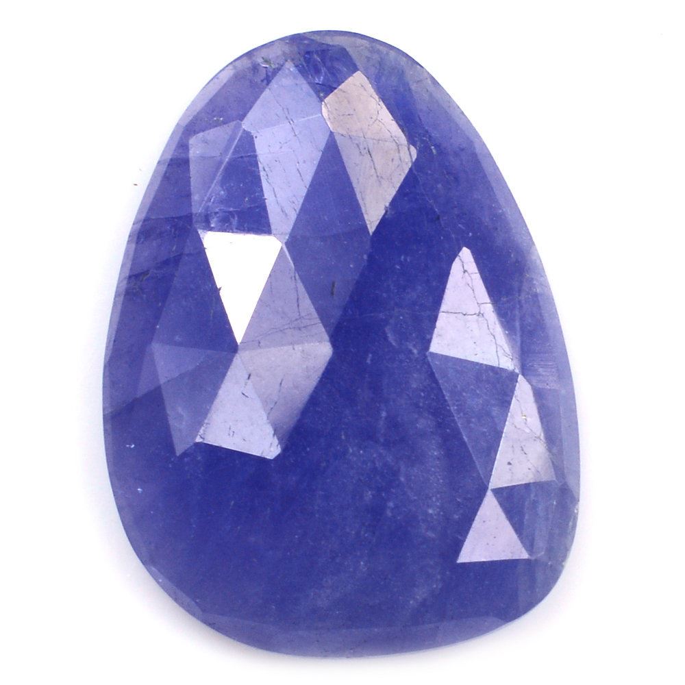 MILKY TANZANITE ROSE CUT IRREGULAR PEARISH CAB 20X15MM 11.16 Cts.