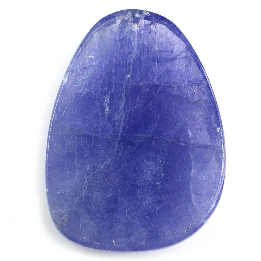MILKY TANZANITE ROSE CUT IRREGULAR PEARISH CAB 20X15MM 11.16 Cts.