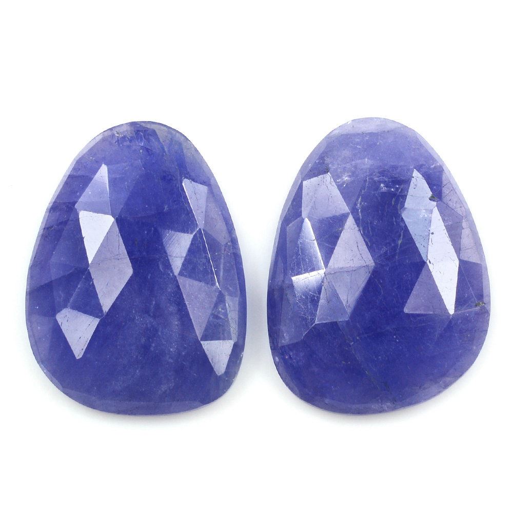 MILKY TANZANITE ROSE CUT IRREGULAR PEARISH CAB 20X15MM 11.16 Cts.