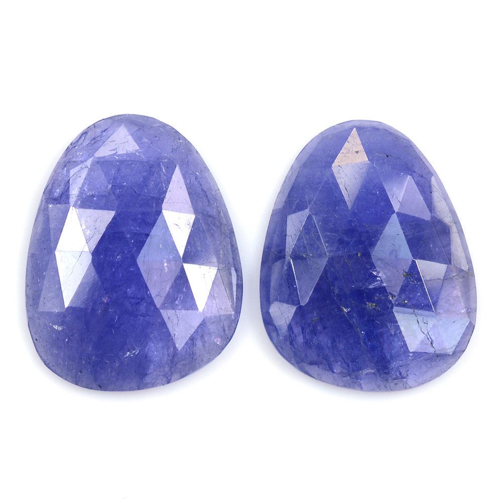 MILKY TANZANITE ROSE CUT IRREGULAR PEARISH CAB 21.50X17MM 14.16 Cts.