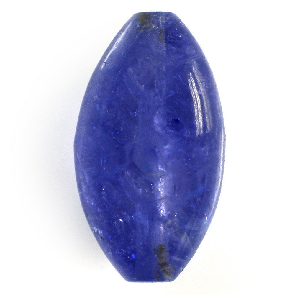 MILKY TANZANITE PLAIN DHOLKI (FULL DRILL) 14.30X8MM 7.65 Cts.