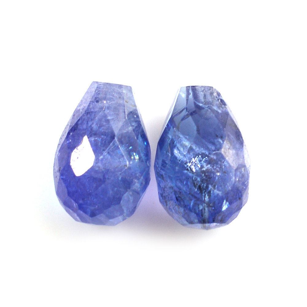 MILKY TANZANITE FACETED DROP (HALF DRILL) 7X5MM 1.55 Cts.