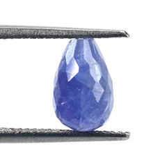 MILKY TANZANITE CHECKER FACETED DROPS (HALF DRILL 0.80MM) 9.50X6.50MM 3.31 Cts.