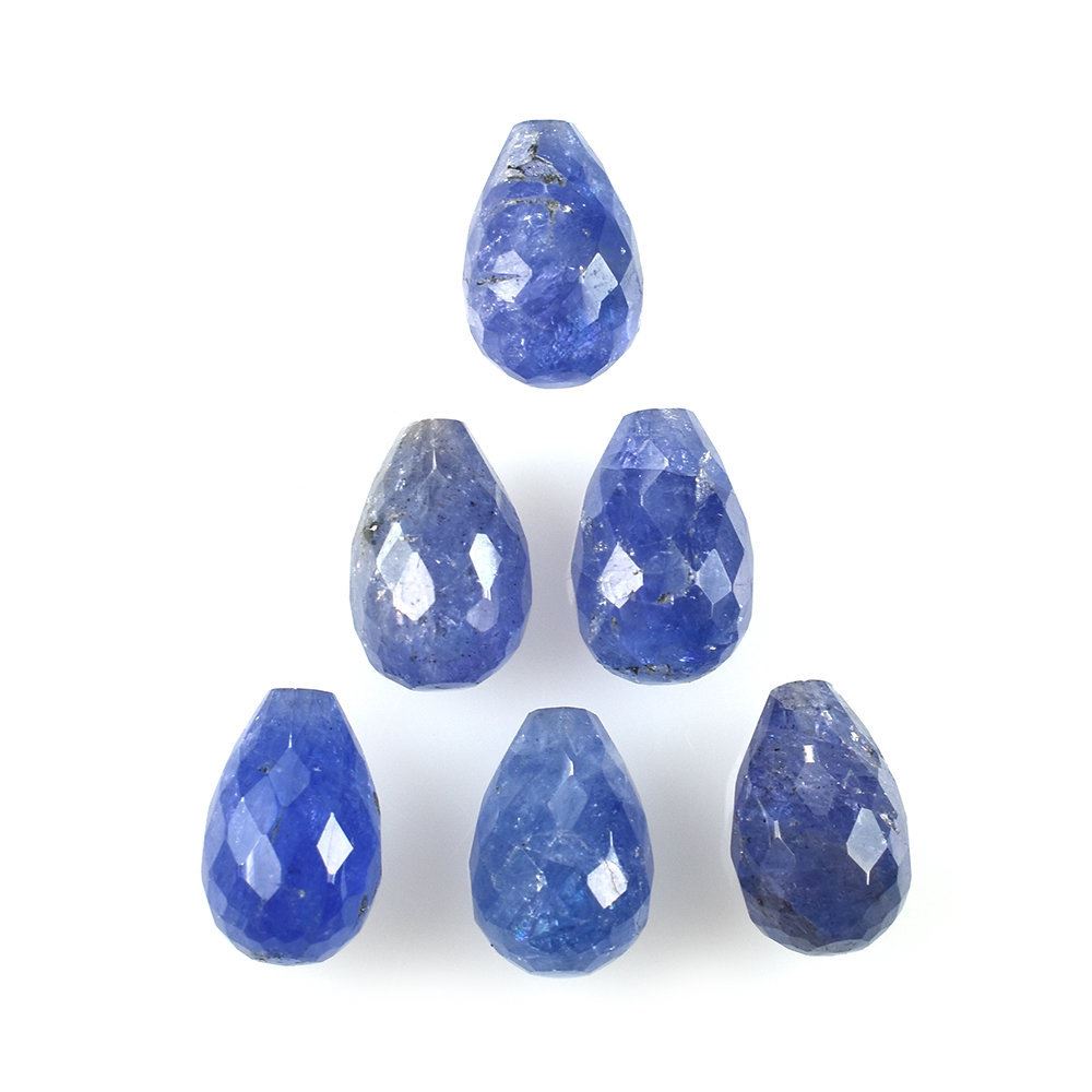 MILKY TANZANITE CHECKER FACETED DROPS (HALF DRILL 0.80MM) 9.50X6.50MM 3.31 Cts.