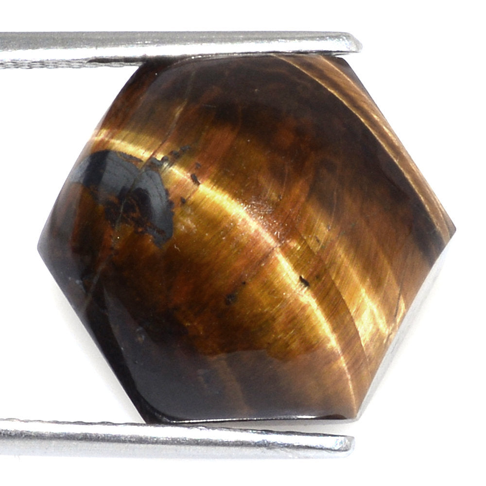 YELLOW TIGER'S EYE QUARTZ HEXAGON CAB 15MM 17.35 Cts.