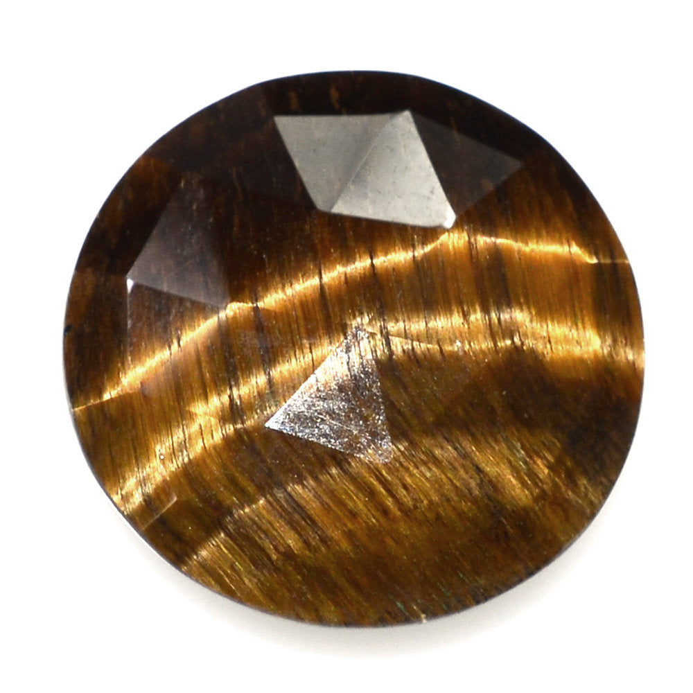 YELLOW TIGER'S EYE QUARTZ ROSE CUT BRIOLETTE ROUND 8MM 1.45 Cts.