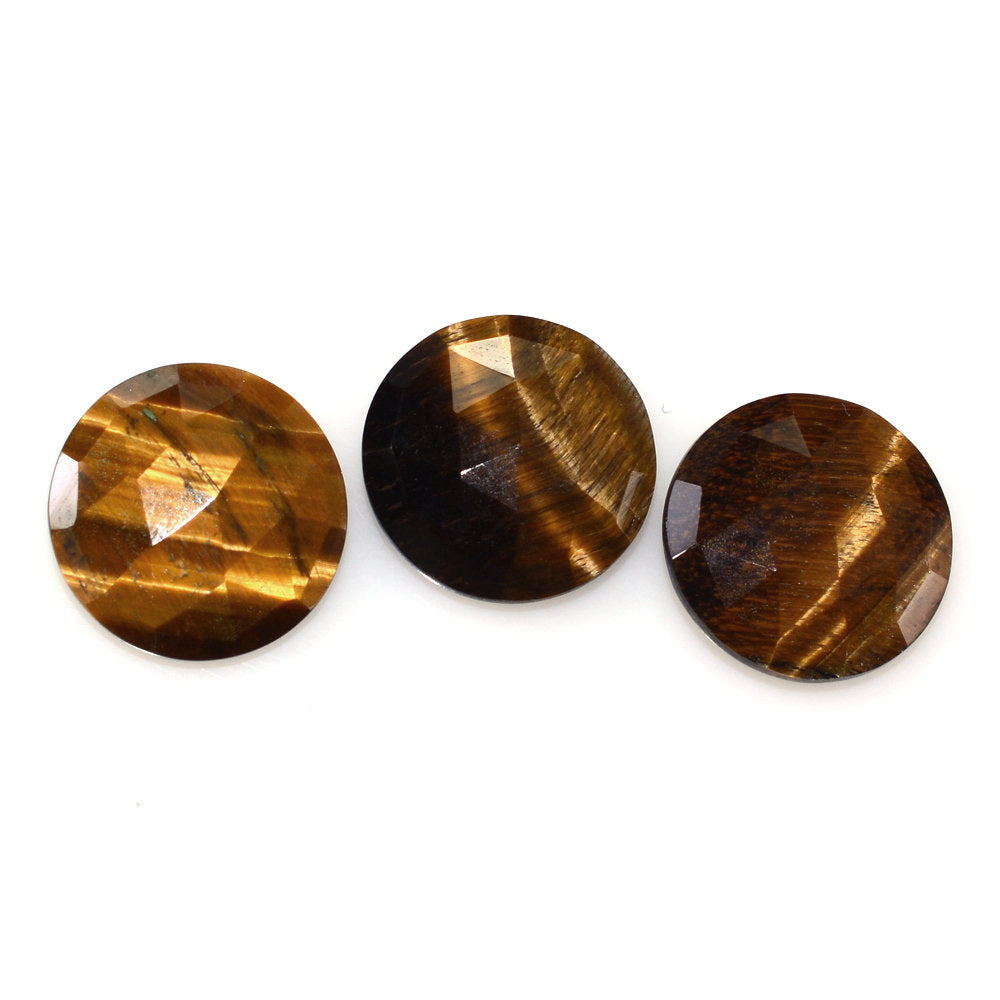 YELLOW TIGER'S EYE QUARTZ ROSE CUT BRIOLETTE ROUND 8MM 1.45 Cts.