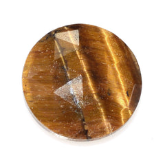 YELLOW TIGER'S EYE QUARTZ ROSE CUT BRIOLETTE ROUND 10MM 2.54 Cts.