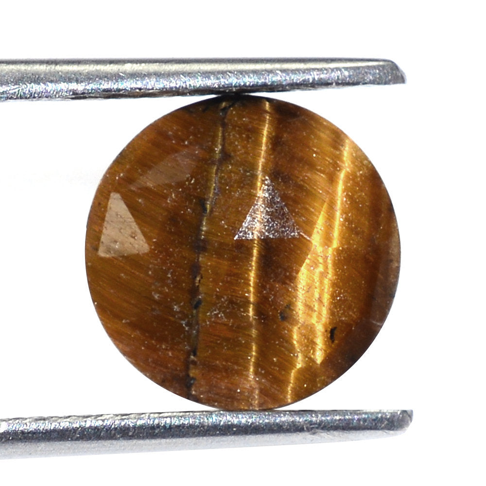 YELLOW TIGER'S EYE QUARTZ ROSE CUT BRIOLETTE ROUND 10MM 2.54 Cts.