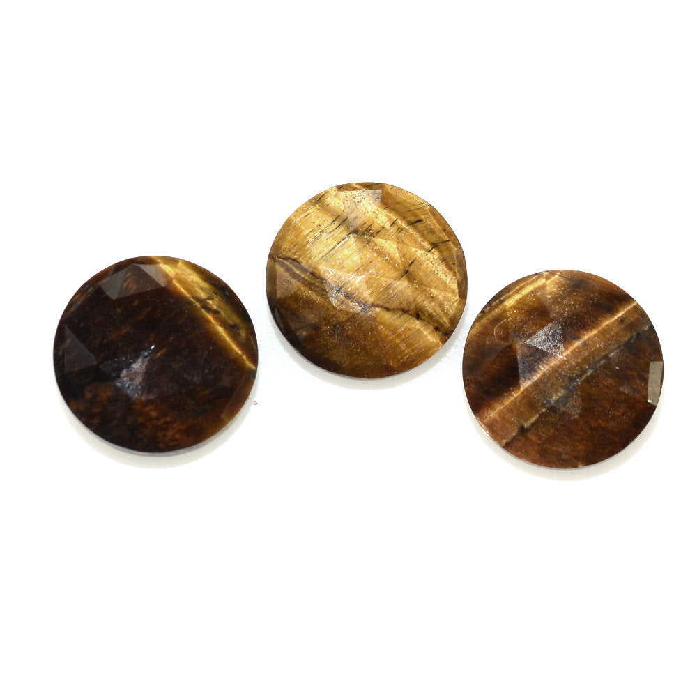 YELLOW TIGER'S EYE QUARTZ ROSE CUT BRIOLETTE ROUND 10MM 2.54 Cts.