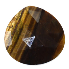 YELLOW TIGER'S EYE QUARTZ ROSE CUT BRIOLETTE PEAR 22MM 16.5 Cts.