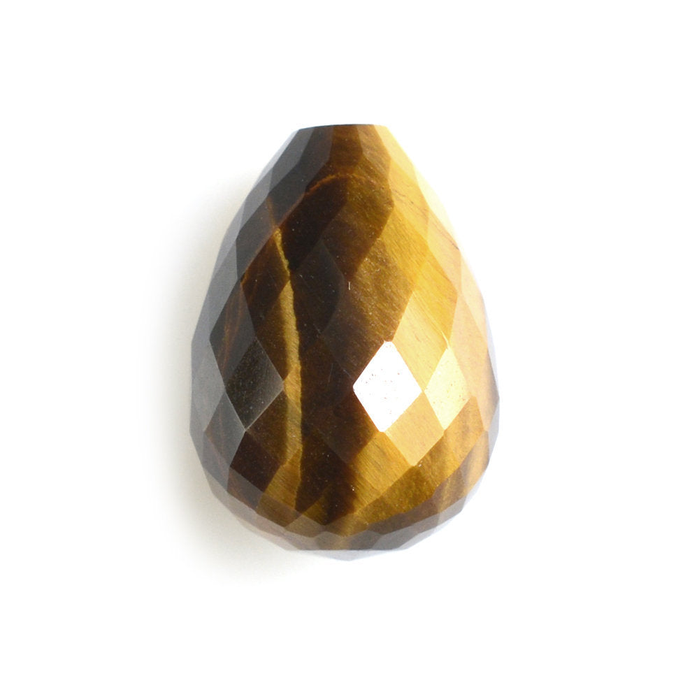 YELLOW TIGER'S EYE QUARTZ FACETED DROPS (HALF DRILL 1.00MM) 14X10MM 9.81 Cts.