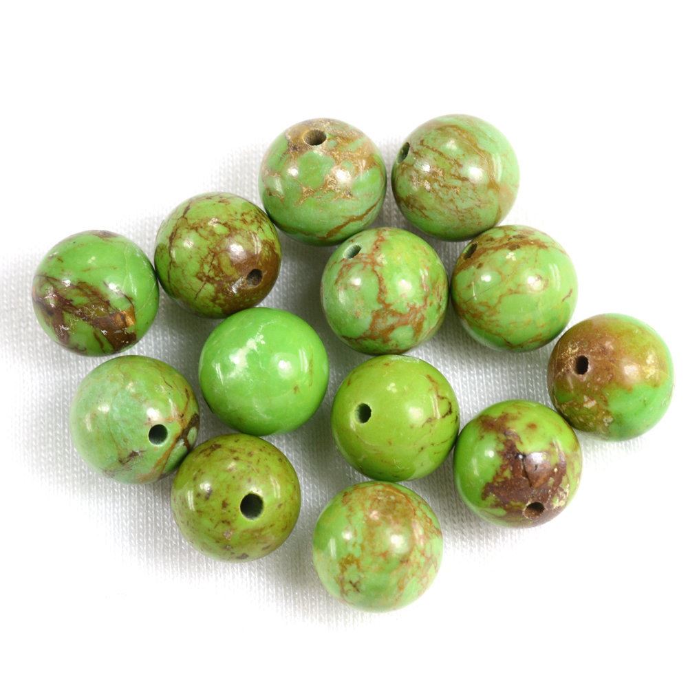 GREEN TURQUOISE (MOHAVE) PLAIN ROUND BALLS (FULL DRILL 1.50MM) 10MM 5.77 Cts.