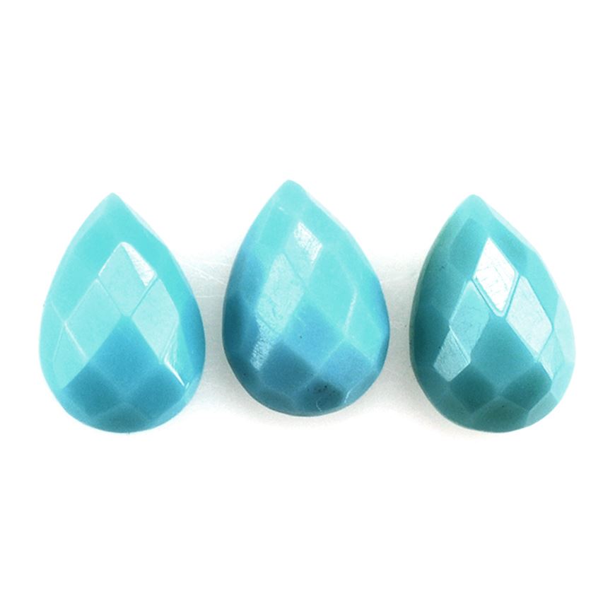 NATURAL TURQUOISE CHECKER PEAR CAB 6X4MM 0.36 Cts.