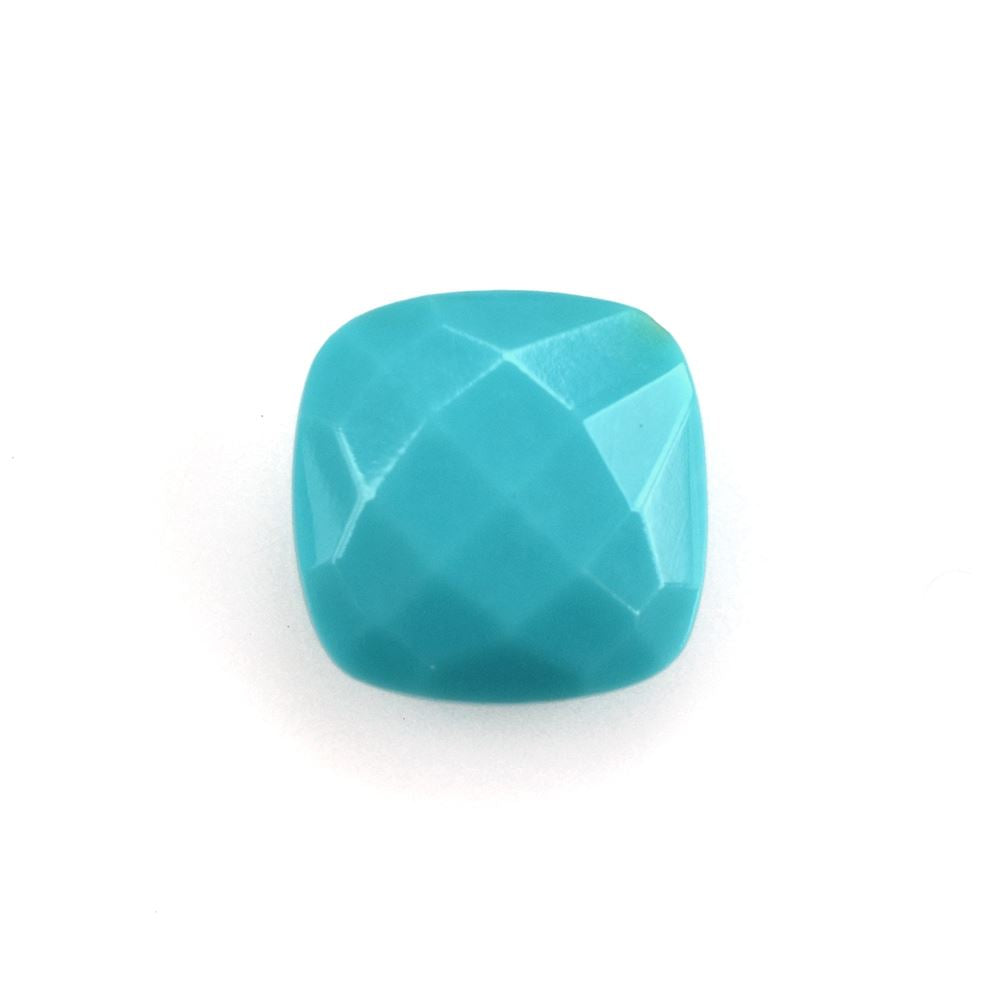 TURQUOISE BRIOLETTE CUSHION (HALF DRILL) 8MM 2.13 Cts.