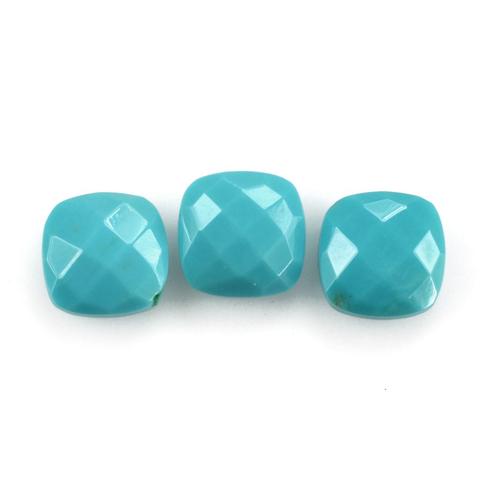 TURQUOISE BRIOLETTE CUSHION (HALF DRILL) 8MM 2.13 Cts.