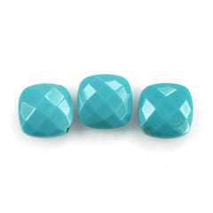 TURQUOISE BRIOLETTE CUSHION (HALF DRILL) 8MM 2.13 Cts.