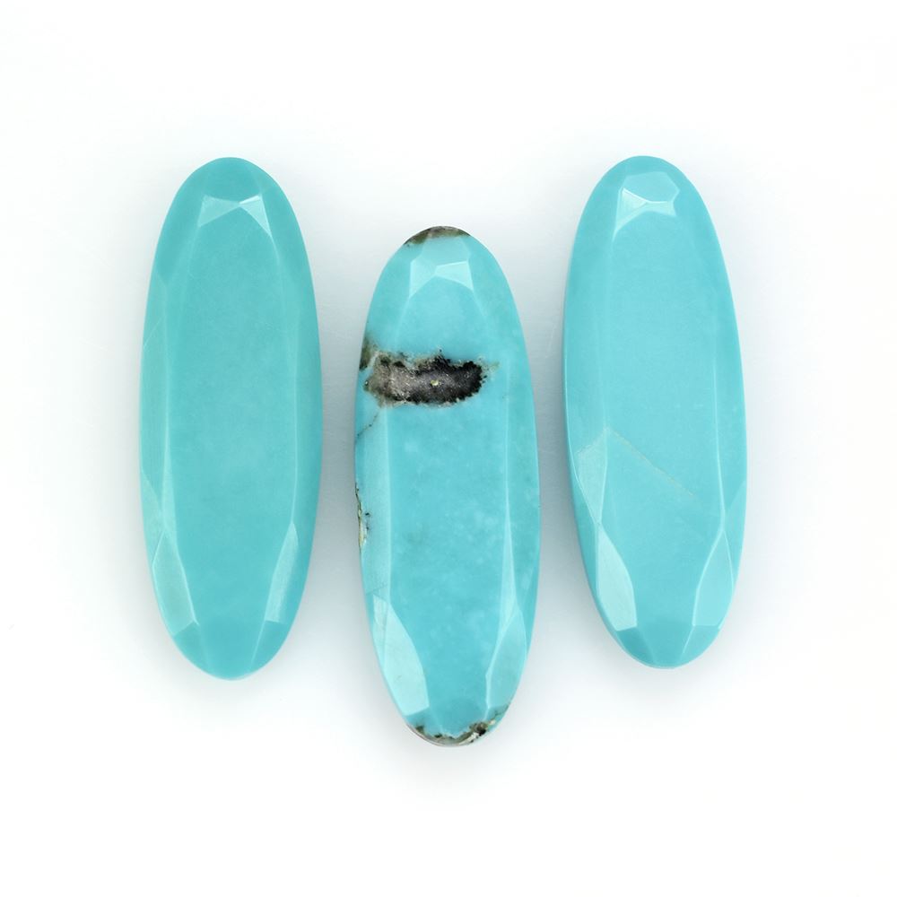 NATURAL TURQUOISE BOTH SIDE TABLE CUT OVAL 29X10MM 9.25 Cts.