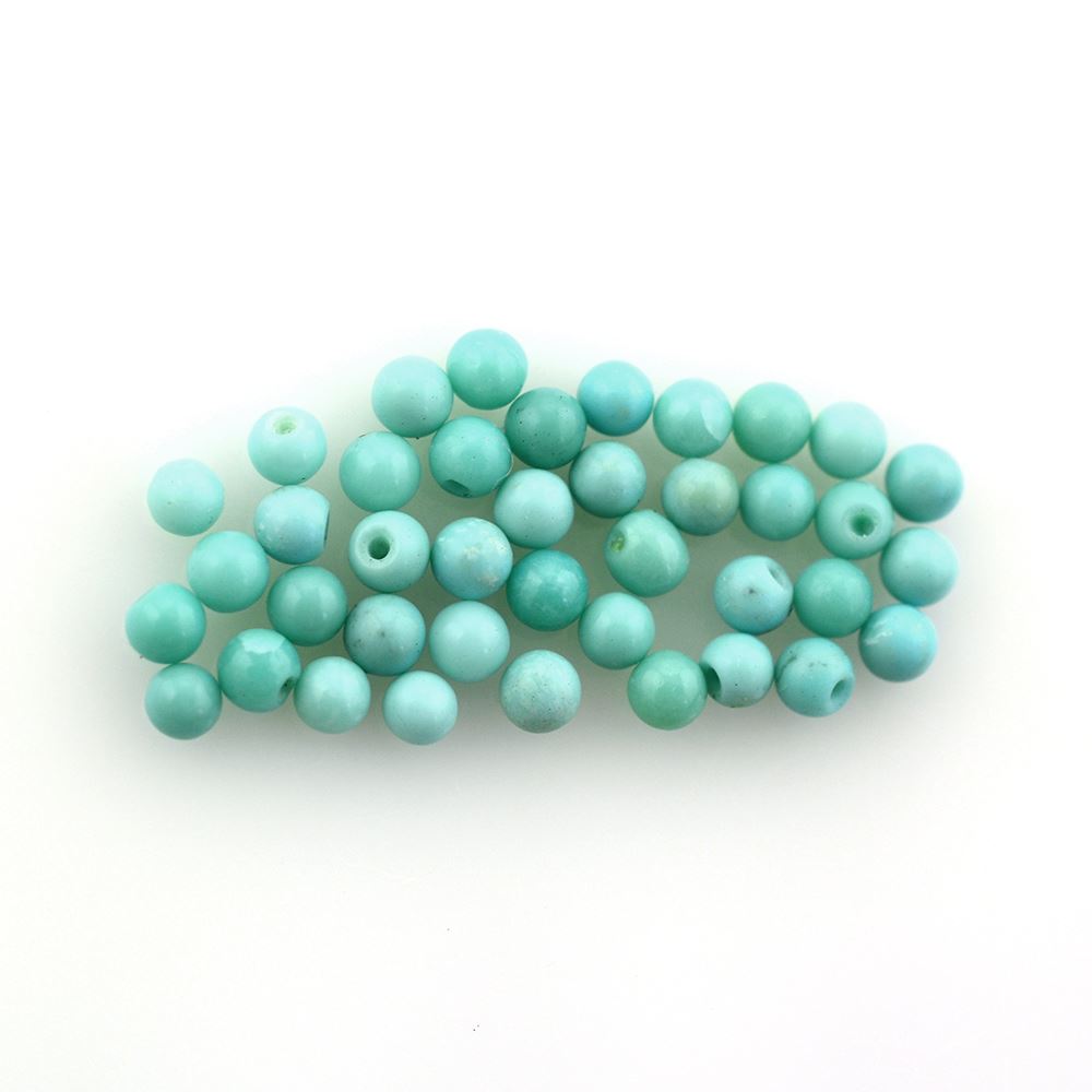 TURQUOISE PLAIN BALL'S (0.50MM HALF DRILL) 2MM 0.07 Cts.