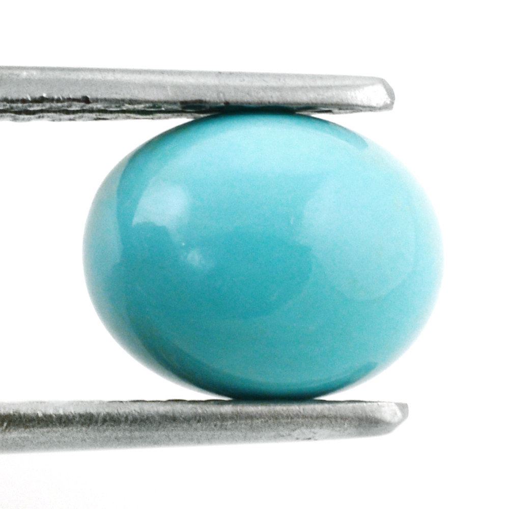 MEXICAN TURQUOISE OVAL CAB WITH FROSETD DOMED BOTTOM 10X8MM 3.31 Cts.