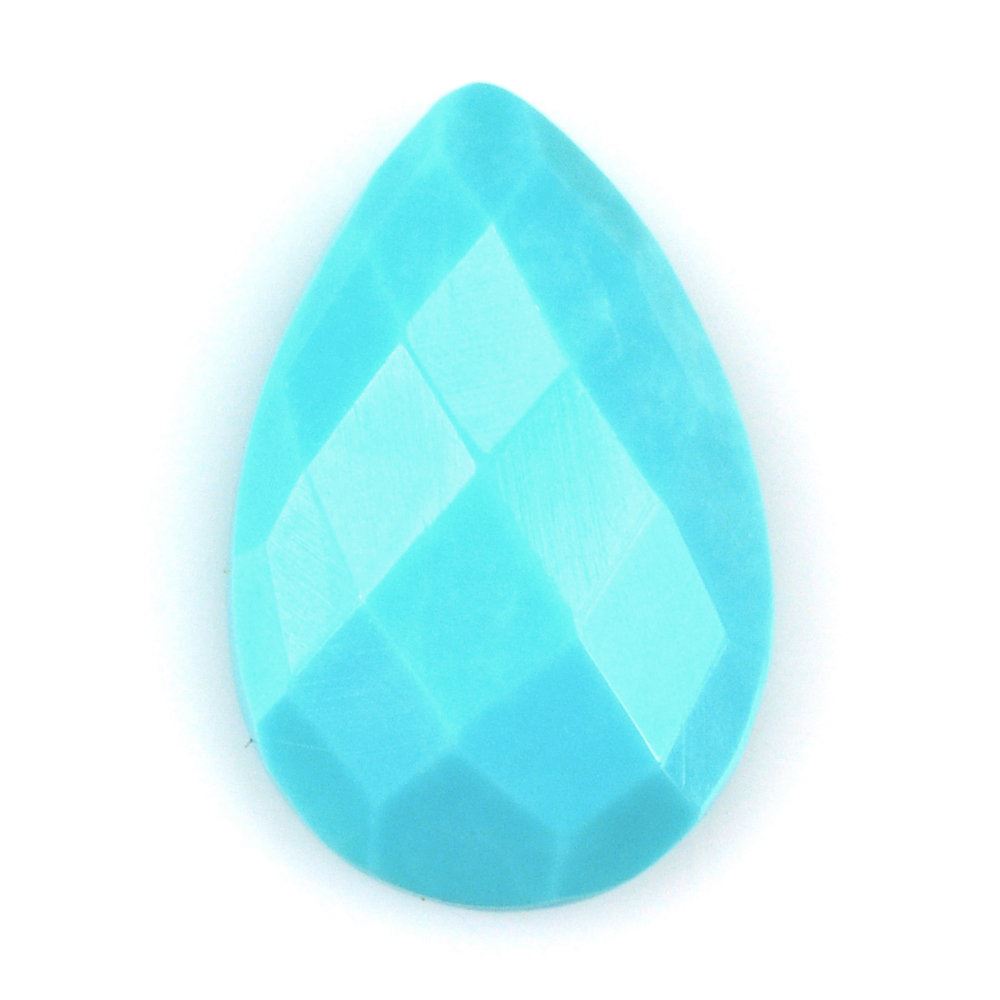 MEXICAN TURQUOISE CHECKER PEAR CAB 15X10MM 4.00 Cts.