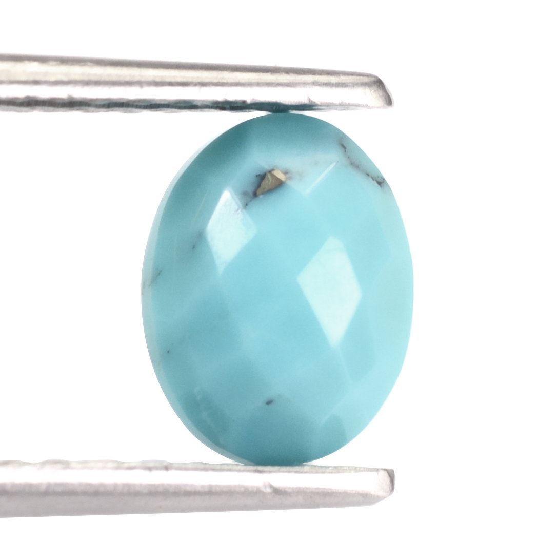MEXICAN TURQUOISE CHECKER OVAL CAB 9X7MM 1.30 Cts.
