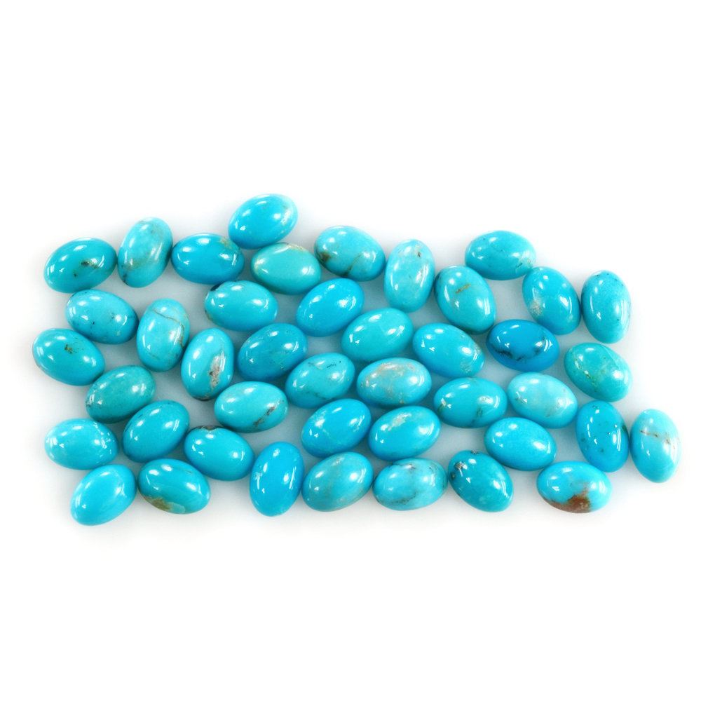 MEXICAN TURQUOISE OVAL CAB (MATRIX) 6X4MM 0.44 Cts.