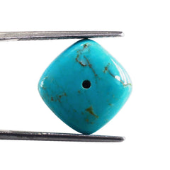 TURQUOISE LENTIL CUSHION (BROWN MATRIX) (HALF DRILL) 14MM 11.55 Cts.