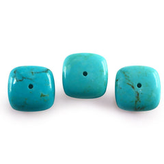 TURQUOISE LENTIL CUSHION (BROWN MATRIX) (HALF DRILL) 14MM 11.55 Cts.