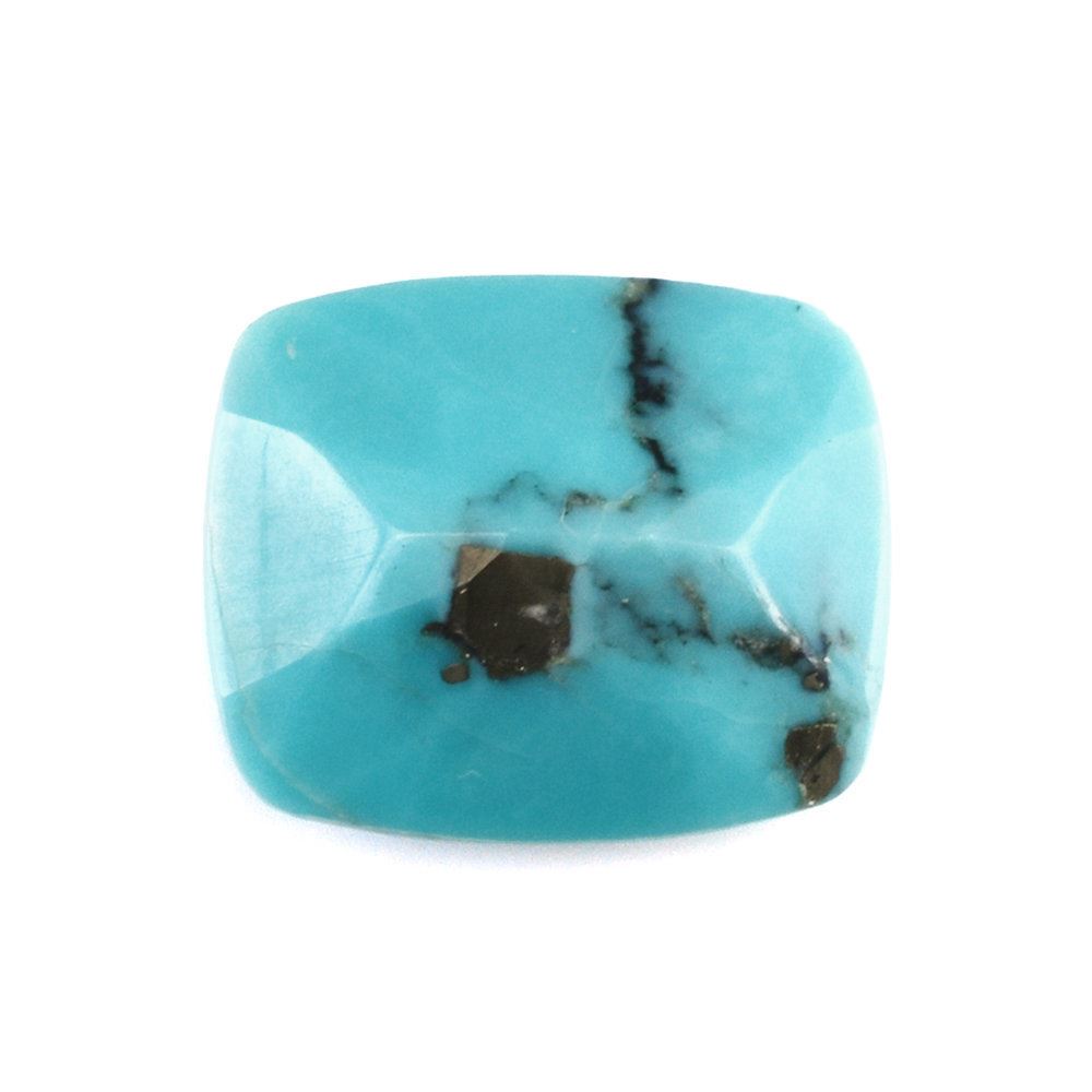 NATURAL TURQUOISE CUT CUSHION (MATRIX) 12X10MM 5.23 Cts.